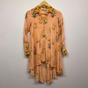 Ritu Kumar Pink Snap Button Long Sleeve Tunic Top Large